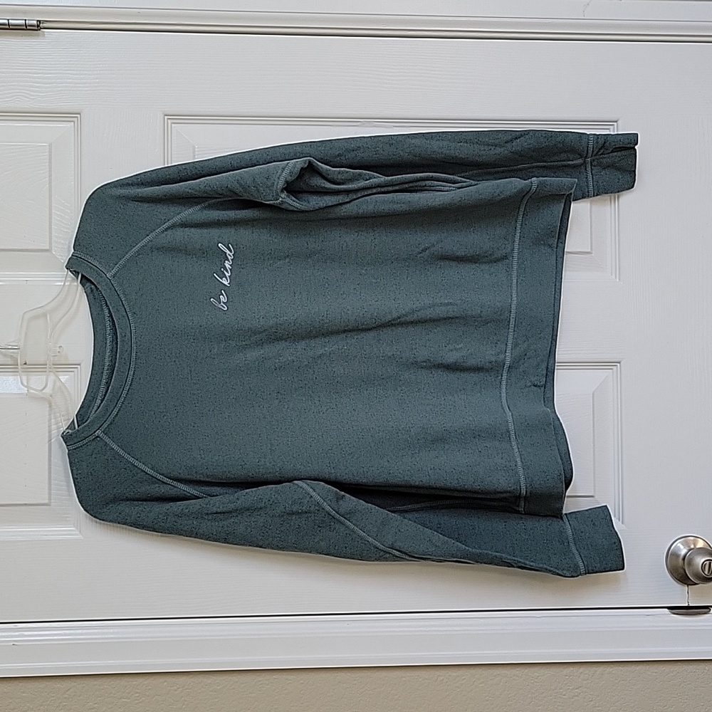 good hYOUman "be kind" Long Sleeve Sweatshirt in Teal Green